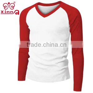 Long Sleeves Men 100% v Neck Tshirt thumbnail-3
