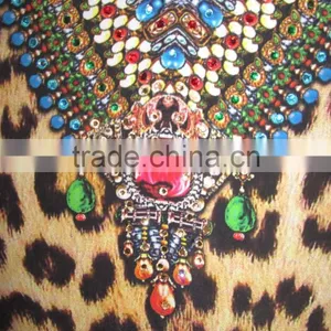 Leopard Print Crystal Embellished Tie up Kaftan CAFTAN Tunic Poncho Blouse thumbnail-3
