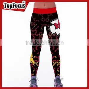 Fashionable Sublimated Custom Logo Gym Leggings With Pockets thumbnail-4