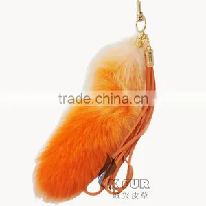CX-R-25C Wholesale Good Quality Cute Custom Dyed Fox Tails Keychain thumbnail-5