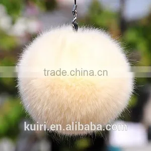 Eco-friendly Hot Sale 8cm Dyed Colour Faux Fur Trimming Furry Pompom Ball Rabbit Fur Keychain thumbnail-6