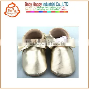 Wholesale Bow Shape Soft Sole Baby Leather Shoes thumbnail-1