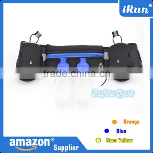 Water Bottle Holder With Dual Cell Phone And Pockets - Hydration Belt Waist Pack With 2 BPA Free Leak-Proof Water Bottles thumbnail-1
