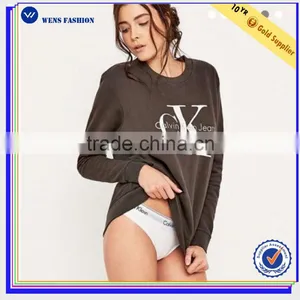 Black Long Sleeve Wholesale Cheap Price Crewneck Women Sweatshirt thumbnail-1