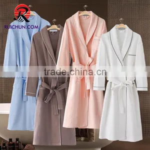 Soft Cotton Waffle Women Bathrobe, 100% Cotton Wholesale Bath Robe thumbnail-1