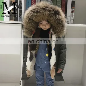 Hot Selling Kids Winter Fur Jackets With Fox Fur Lining and Collar thumbnail-1