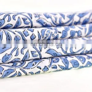 100% Cotton Jaipur Sanganeri Hand Block Printed Fabric Dressmaking Sewing Fabric By Meter thumbnail-1