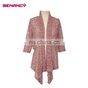 Old Woman Rose Plain Mesh See-Through Kimono Cardigan Joker Design Blouse thumbnail-1