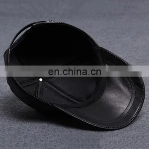 Men Faux Leather Warm Baseball Cap Causal Windproof Peaked Cap Adjust Snapback thumbnail-5