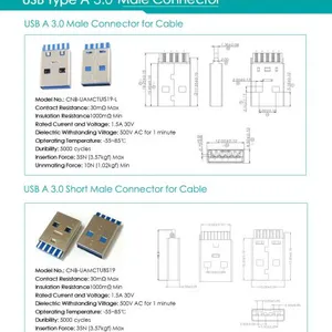 9 Pins Blue 3.0 USB Male Connectors With SPCC or Copper Terminals for Cable Assembly thumbnail-4