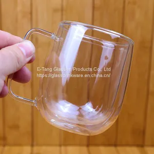 Heat Resistant High Borosilicate Egg Shape Double Wall Glass Coffee Cup With Lid for Tea and Coffee Drinking thumbnail-1