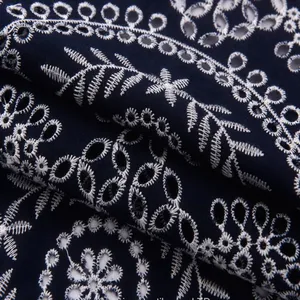 Hollow Out White Cotton Fabric Embroidered Lace thumbnail-1