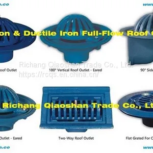 Ductile Iron Full-flow 180 Degrees Vertical Roof Outlet – Center Bolt With the Dome or Flat Grate thumbnail-5