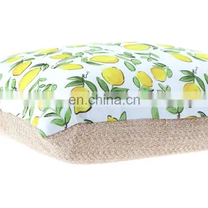 Bright Yellow Watercolor Lemons and Green Leaves Outdoor Pillow Waterproof Seat Cushion Outdoor Chair Cushions thumbnail-6
