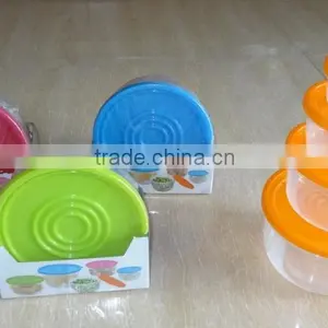 Popular 5 Pcs Set Round Plastic Food Storage Container With Color Box thumbnail-4