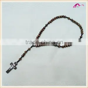 Lasted Imitation Long Wood Jesus Beaded Necklace Jewelry thumbnail-2