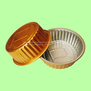 7inches Gold Sealable Disposable Takeaway Lunch Pan Sealed Foil Plate thumbnail-1