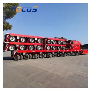 Multi Axle Hydraulic Heavy Duty Low Bed Tuck Trailer Pengangkut Alat Berat Transport Heavy Equipment Modular Trailer for Sale thumbnail-1