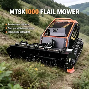 Remote Control Flail Mower Industrial Lawn Mower 1000mm Cut 35 Degree Slope Dual Cylinder Hammer Swap for Overgrown Land thumbnail-1