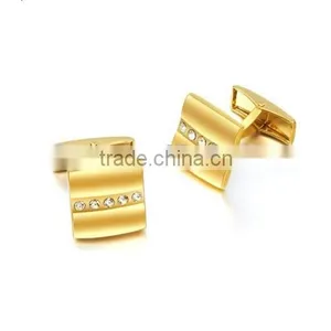 Mens Gold Square Business Wedding Cufflinks With White Crystalm, Gold Crystal Cufflinks thumbnail-1