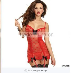 Sexy Heart Jacquard Mesh Garter Slip thumbnail-2
