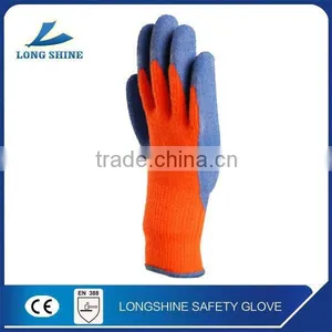 10G Hi-viz Orange Poly/cotton Liner With Blue Latex Coated Safety Working Glove thumbnail-4