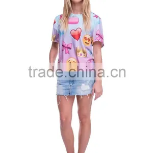 Hot Sale Digital Printing Emoji Custom Gym Lady T Shirt Wholesale thumbnail-5