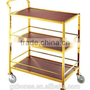 Three Layers Wood Tea Trolley, Antique Wooden Serving Trolley thumbnail-6
