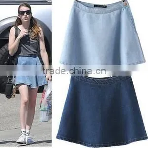 2015 Fashion European Casual Latest Design Knee Length Sexy Ladies Girls Short Denim Skirt Pattern thumbnail-1