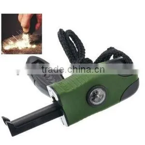 3-in-1 Camping Survival One-hand Magnesium Flint Stone Fire Starter With Whistle & Compass thumbnail-1