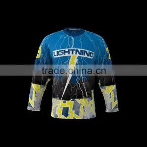 Polyester Spandex Long Sleeves Compression Shirt / Rash Guard Custom Lightening Design With Names & Numbers thumbnail-1