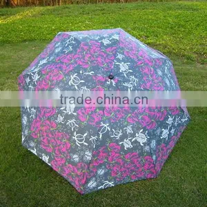 Hot Sale Fashion Flower Fabric 2 Folding Umbrella thumbnail-2