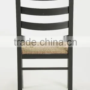Rustic Wooden Home Useful Webbing Seat Black Armless Dining Chair/ Restaurant Chair(New Product) thumbnail-3