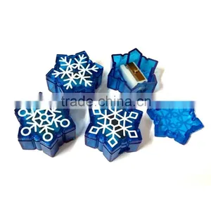 Wholesale Stationery Supplier New Unique Cheap Single Hole Funny Plastic Snowflake Shaped Pencil Sharpeners Factory Direct Sale thumbnail-2