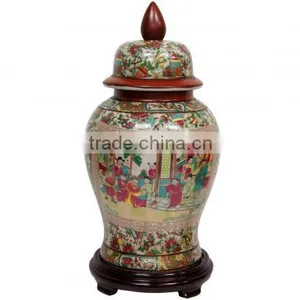 18" Rose Medallion Porcelain Temple Jar thumbnail-1