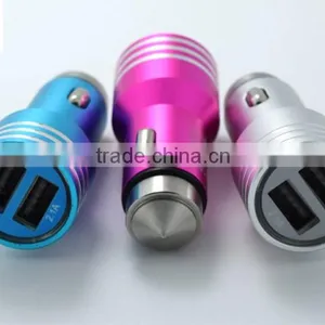 ICaber Wholesale Safety Hammer Universal Dual USB Car Charger With 5V / 2.1A + 5V / 1A USB Charging Socket for Mobile Phone thumbnail-1