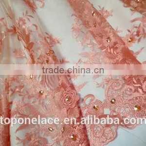 High Quality French Lace Fabric African Bridal Lace Fabrics Embroidery Lace Fabric for Wedding Dress thumbnail-2
