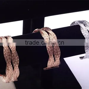 >>>European Style Women Girl Modern Jewelry Silver And Gole Plated Open Cuff Bangles Bracelets/ thumbnail-4
