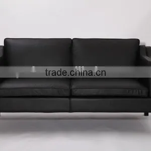 Black Modern Luxury Borge Mogensen Solid Wood Frame Sofa 2 Seater thumbnail-1