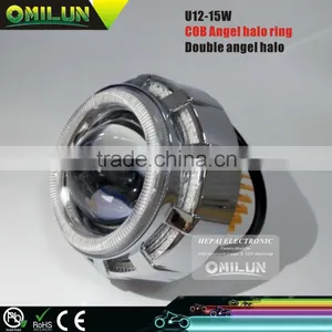Hot Sell Double Angel Eyes Motorcycle LED Headlight With Projector Lens thumbnail-1
