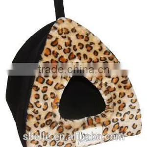 Portable Leopard Print Pet House Cat Dog Bed thumbnail-2