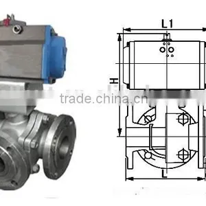 Screw Thread Cast Steel Connect 3way Pneumatic Ball Valve thumbnail-5