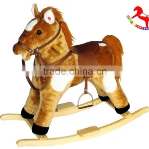 74*30*58cm Big Lovely Customized Stuffed Plush Children Rocking Horses Series Toy With Wooden Base&sound thumbnail-1