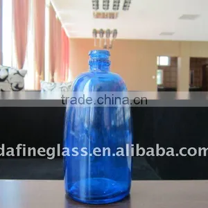 Spray Painted Blue Glass Wine Bottle thumbnail-1