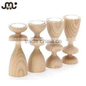 Custom Carved Smooth Wooden Candle Holder thumbnail-1