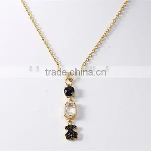 Guangzhou Biggest Wholesale Fashionable Black Bear Pendant Gold Plated Chain Necklace thumbnail-6