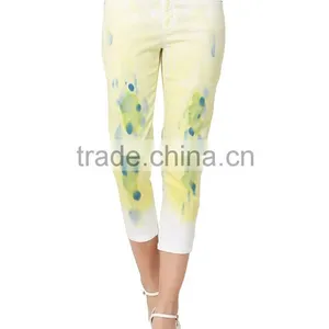 Guangzhou Apparel Wholesale Printing Leggings Low Waist Fashion Ladies Printed Cropped Jeans Trousers thumbnail-2