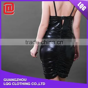 Popular PU Leather Sequins Decorated Club Erotic Party Women Dresses thumbnail-5