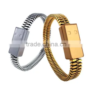New Design TPE Jacket Micro Usb Data for Mobile Phone Gold Silver Data Cable thumbnail-1