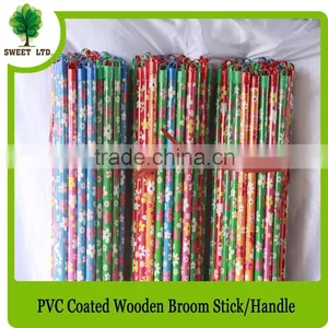 Cleaning Tools Mops Handle Colorful Fower Design Wood Broom Stick thumbnail-3
